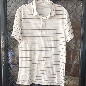 J Crew Sueded Jersey Light Cream & Navy Stripe Polo Shirt